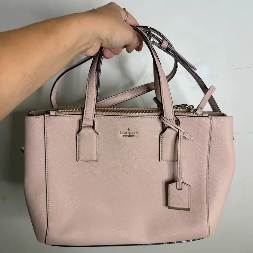 Kate Spade Elegant Pink Leather Handbag w/ Removable Crossbody Strap